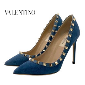ヴァレンティノ VALENTINO パンプス 靴 シューズ ロックスタッズ スエード ブルー ゴールド ギフト プレゼント 送料無料
