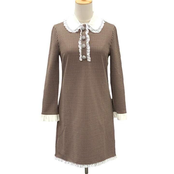 楽天市場】ミュウミュウ MIUMIU ワンピース ブラウン ホワイト 千鳥格  