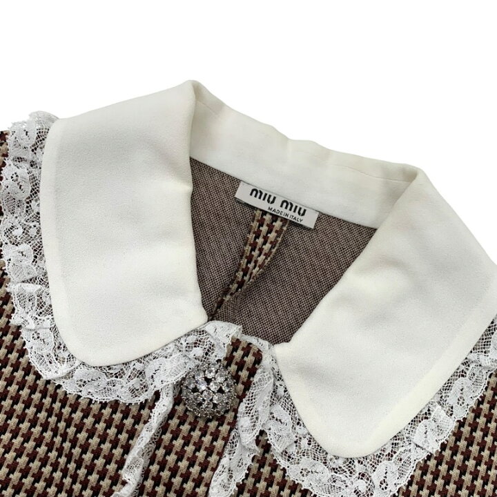 楽天市場】ミュウミュウ MIUMIU ワンピース ブラウン ホワイト 千鳥格  