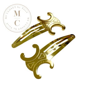 セリーヌ CELINE ヘアアクセサリー ゴールド ロゴ トリオンフ スナップ ヘアクリップ 2セット