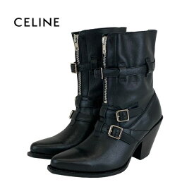 セリーヌ CELINE ブーツ ショートブーツ 靴 シューズ レザー ブラック 未使用 センタージップ ベルト