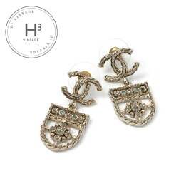 シャネル CHANEL ピアス イヤリング ゴールド ココマーク エンブレム 盾 ラインストーン