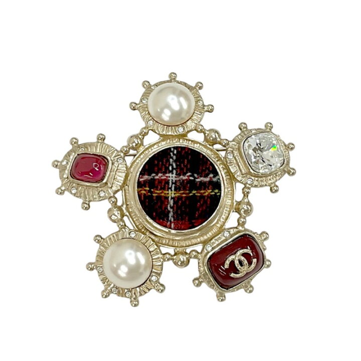 楽天市場】シャネル CHANEL ブローチ コサージュ ゴールド レッド ココ 