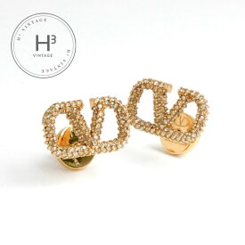 ヴァレンティノ VALENTINO ピアス イヤリング ゴールド Vロゴ スワロフスキー ラインストーン