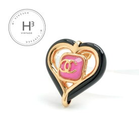 シャネル CHANEL ブローチ コサージュ ゴールド ピンク ブラック ピンブローチ ハート ココマーク
