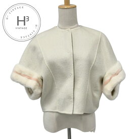 フェンディ FENDI アウター カシミヤ ホワイト ピンク ショートジャケット ミンク