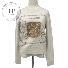 未使用 エルメス HERMES Les Tambours トップス ニット セーター ウール ベージュ ブラウン 23AW