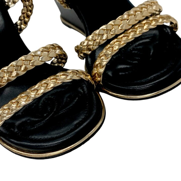 楽天市場】シャネル CHANEL サンダル 靴 シューズ レザー ゴールド 