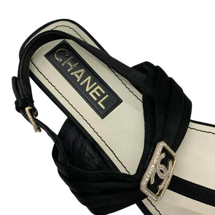 楽天市場】シャネル CHANEL サンダル 靴 シューズ サテン ブラック 黒  