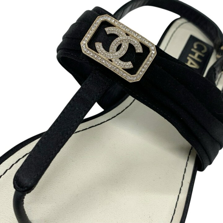 楽天市場】シャネル CHANEL サンダル 靴 シューズ サテン ブラック 黒  
