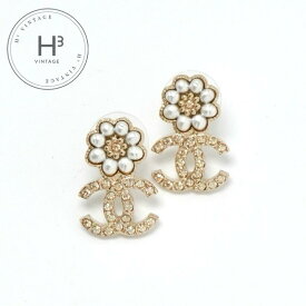 シャネル CHANEL ピアス イヤリング ゴールド ホワイト ココマーク フラワー ラインストーン