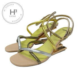 フェンディ FENDI ファースト サンダル 靴 シューズ レザー メタリックカラー ストラップ メタルヒール