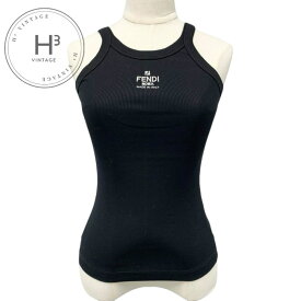フェンディ FENDI トップス コットン ブラック ホワイト ロゴ タンクトップ