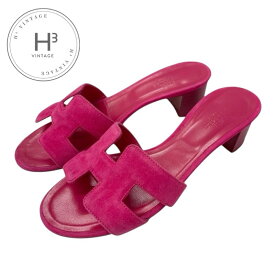 エルメス HERMES オアジス サンダル 靴 シューズ スエード ピンク ミュール