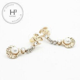 シャネル CHANEL ピアス イヤリング ゴールド ココマーク ドロップピアス 貝殻 ラインストーン