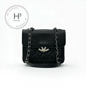 シャネル CHANEL バッグ ショルダーバッグ キャビアスキン ブラック 黒 シルバー マトラッセ ハーフココマーク シングルフラップ ダブルチェーン