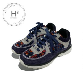 シャネル CHANEL スニーカー 靴 シューズ スエード ファブリック ネイビー マルチカラー ココマーク ツイード