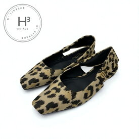 クリスチャンディオール CHRISTIAN DIOR MIZZA フラットシューズ 靴 シューズ ファブリック ベージュ ブラック レオパード ロゴ ストラップ