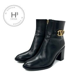 ヴァレンティノ VALENTINO ブーツ ショートブーツ 靴 シューズ レザー ブラック 黒 ゴールド Vロゴ