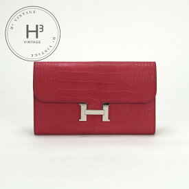 エルメス HERMES コンスタンスロング コンスタンス ロング 財布 長財布 ロングウォレット アリゲーター クロコダイル ローズエクストリーム Roseexteme ピンク シルバー金具 エキゾチック