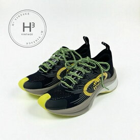 グッチ GUCCI RUN スニーカー 靴 シューズ ファブリック ブラック イエロー 未使用 インターロッキングG ロゴ