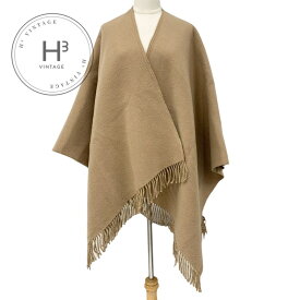 フェンディ FENDI アウター ウール ブラウン ベージュ ロゴ フリンジ リバーシブル ケープ ポンチョ