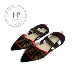 フェンディ FENDI コリブリ フラットシューズ 靴 シューズ ベロア ファブリック マルチカラー ロゴ ズッカ柄 ストラップ フラットパンプス