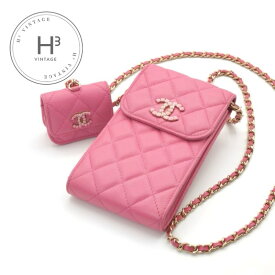 シャネル CHANEL バッグ ショルダーバッグ ピンク ゴールド ココマーク マトラッセ フォンポーチ airpodsケース