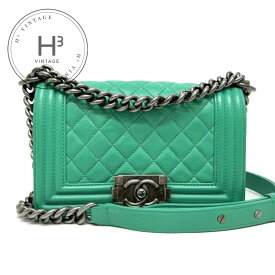 シャネル CHANEL ボーイシャネル バッグ ショルダーバッグ カーフスキン グリーン Green 緑 シルバー金具 チェーンショルダーバッグ ダブルチェーン ココマーク マトラッセ
