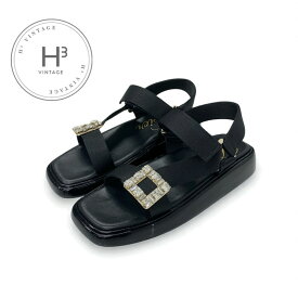 ロジェヴィヴィエ Roger Vivier サンダル 靴 シューズ パテント ファブリック ブラック ストラスバックル ビジュー