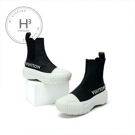 ルイヴィトン LOUIS VUITTON スクァッドライン モノグラム ブーツ ショートブーツ 靴 シューズ レザー ブラック ホワイト ロゴ サイドゴア アンクルブーツ ハイカットスニーカー