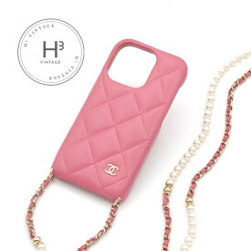 シャネル CHANEL 携帯・スマホアクセサリー ピンク ゴールド ココマーク パール マトラッセ iPhone14pro iPhoneケース チェーン