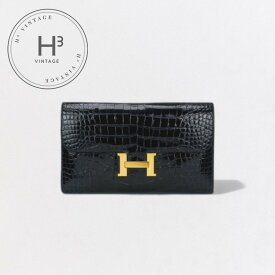 エルメス HERMES コンスタンスロング ヴェルソ コンスタンス ロング 財布 長財布 ロングウォレット アリゲーター クロコダイル ブルーバルト Bluebaltique ネイビー Navy オレンジ Orange 紺