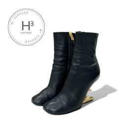 フェンディ FENDI ファースト ブーツ ショートブーツ 靴 シューズ レザー ブラック 黒 ゴールド メタルヒール FFロゴ