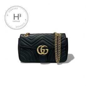 グッチ GUCCI バッグ ショルダーバッグ ブラック ゴールド GGマーモント キルティング チェーン