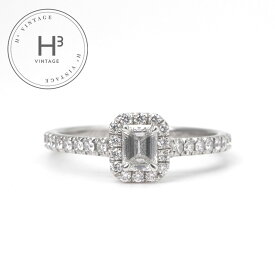 ティファニー TIFFANY&Co. エメラルド カット エンゲージメント リング ダイヤモンド プラチナ バンド ソレスト リング 指輪 Pt950 婚約指輪　エンゲージリング　プラチナ