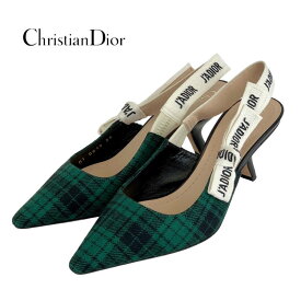 クリスチャンディオール Christian Dior パンプス サンダル j'adior ウール チェック スリングバッグ グリーン ギフト プレゼント 送料無料