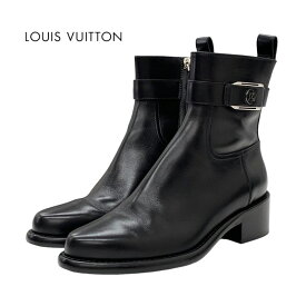 ルイヴィトン LOUIS VUITTON アンクルブーツ ショートブーツ 靴 シューズ ウエストサイドライン レザー LV金具 ブラック ギフト プレゼント 送料無料