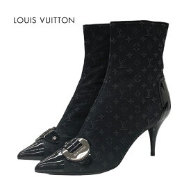 ルイヴィトン LOUIS VUITTON モノグラム ブーツ ショートブーツ 靴 シューズ ファブリック パテント ブラック 黒 ギフト プレゼント 送料無料