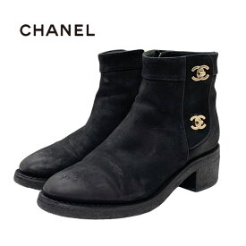 シャネル CHANEL ブーツ ショートブーツ 靴 シューズ ターンロック ココマーク スエード ブラック 黒 ギフト プレゼント 送料無料