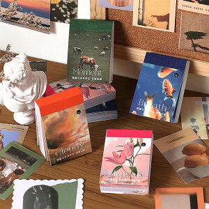 【50枚】 タイムステッカーブック 紙モノ 海外シール コラージュ素材 素材 レトロ 自然 風景 韓国 シール ステッカー トレカ デコ チェキ 写真 文房具 韓国雑貨 手帳 ダイアリー コラージュ