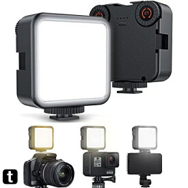 【革新モデル】 LEDビデオライト 撮影ライト カメラライト 無段階調光調色 360度回転 小型 3000K-6000K CRI95+ 補助照明 撮影用ライト Type-C USB充電式 自由雲台付属 iphone/Gopro/Osmo P