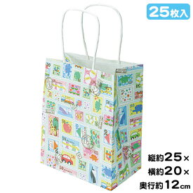 ぷちスタンプ 手提げ袋{雑貨 ラッピング プリント 取手付 袋 包装 ギフト 誕生日 子ども会 施設}[子供会 保育園 幼稚園 景品 イベント お祭り プレゼント 人気]【色柄指定不可】【不良対応不可】