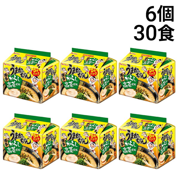 【 送料無料 最強配送 】ハウス食品 うまかっちゃん からし高菜 5食パック × 6個 計30食分 ケース販売 袋麺 インスタント 即席 仕送り まとめ買い 差し入れ
