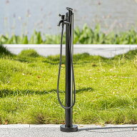 屋外水栓 ブラック ステンレス鋼 立ち水栓 高さ60/95cm 2口蛇口付き 床置き型水栓 不凍液、日焼け止め、…