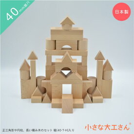 【送料無料】小さな大工さん 40-30 正三角形や円柱、長い積み木が入ったセット 40mm基尺