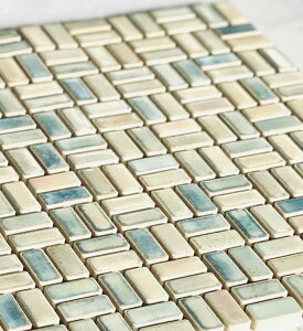 単色~3色 選べる均等MIX 裏ネット or 紙貼りシート or バラ ラスティカチロル 27.5x12.5mmモザイクタイル裏ネット仕様1シート 長方形 ボーダー DIY インテリア 工作 おすすめの 小さい 陶磁器 タイ