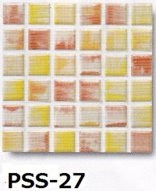 モザイクタイル シート 黄・ピンクミックス 23角 磁器質 大理石調。キッチン・壁等のDIYに（144粒）
