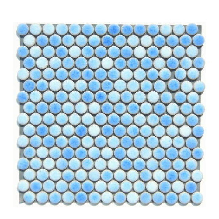 楽天市場】丸 モザイクタイル シート 磁器 19mm かわいい 水色  