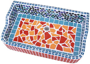 ガーデンシンク タイル 流し台 昭和レトロ モザイクタイル張り MサイズM-1555 手作りガーデンシンク タイル流し台 エクステリア お洒落 老人ホームなどにも大好評です